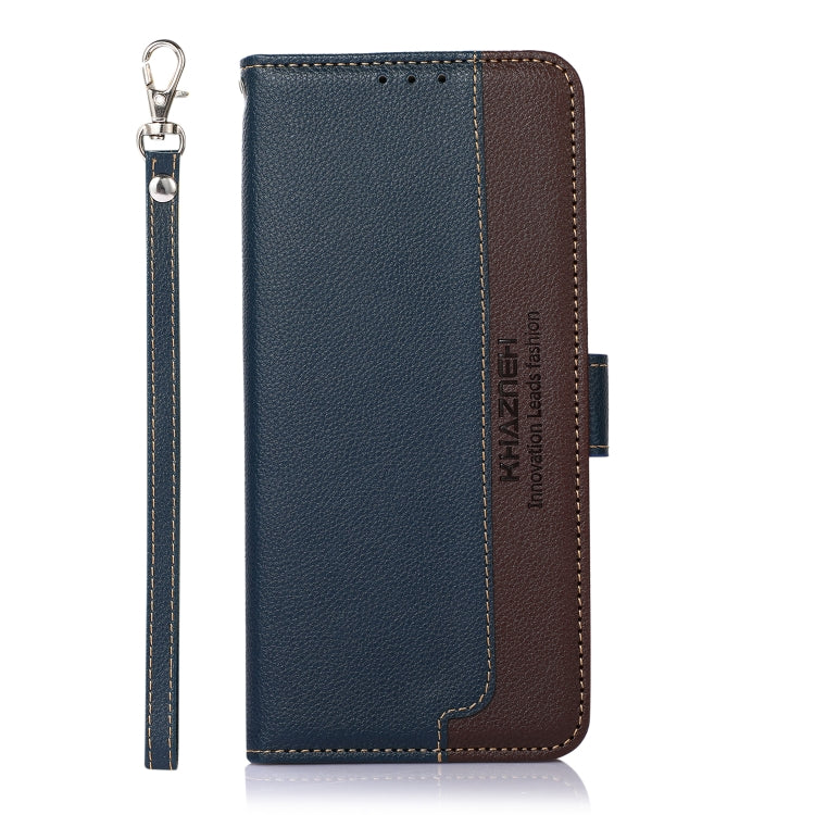 For iPhone 16 KHAZNEH Litchi Texture Leather RFID Phone Case(Blue)