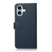 For iPhone 16 KHAZNEH Litchi Texture Leather RFID Phone Case(Blue)
