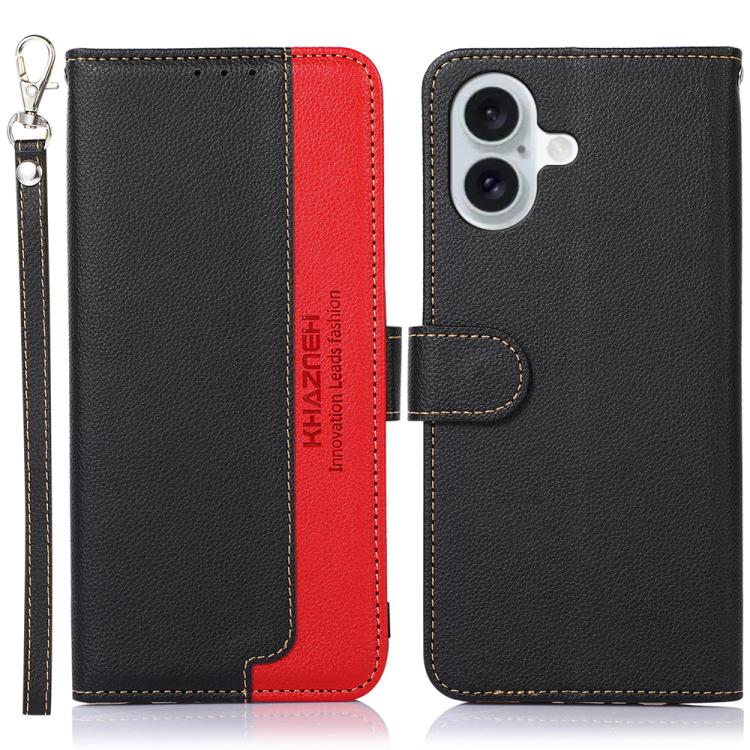 For iPhone 17 KHAZNEH Litchi Texture Leather RFID Phone Case(Black)