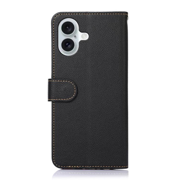 For iPhone 17 KHAZNEH Litchi Texture Leather RFID Phone Case(Black)