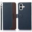 For iPhone 17 KHAZNEH Litchi Texture Leather RFID Phone Case(Blue) - free shipping - PMc TechLife - Order now!