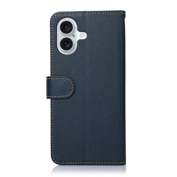 For iPhone 17 KHAZNEH Litchi Texture Leather RFID Phone Case(Blue)