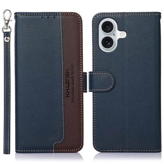 For iPhone 17 KHAZNEH Litchi Texture Leather RFID Phone Case(Blue)