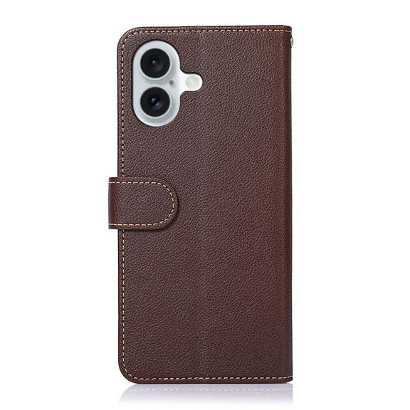 For iPhone 17 KHAZNEH Litchi Texture Leather RFID Phone Case(Brown)