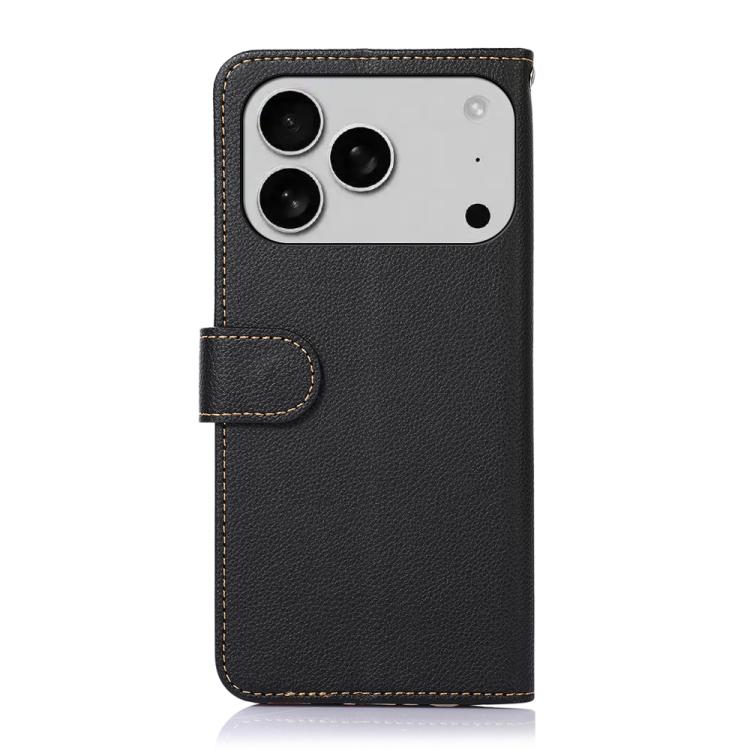 For iPhone 17 Pro KHAZNEH Litchi Texture Leather RFID Phone Case(Black)