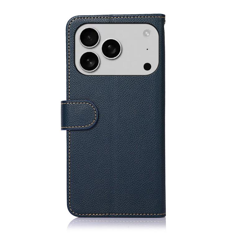For iPhone 17 Pro KHAZNEH Litchi Texture Leather RFID Phone Case(Blue)