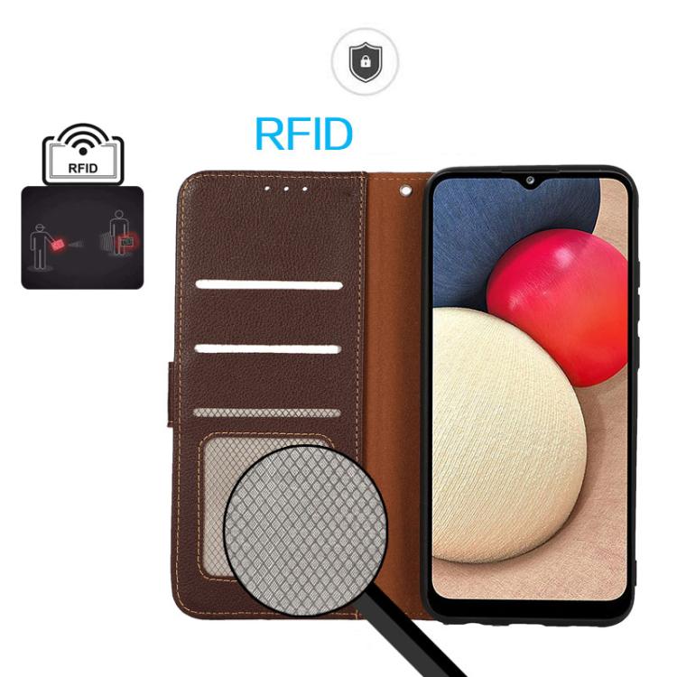 For iPhone 17 Pro KHAZNEH Litchi Texture Leather RFID Phone Case(Brown)