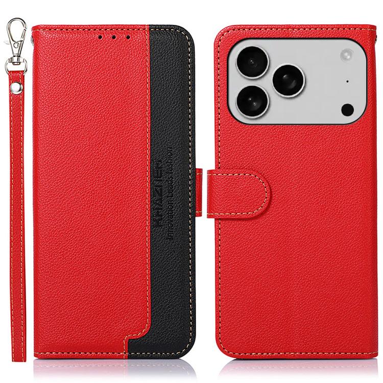 For iPhone 17 Pro Max KHAZNEH Litchi Texture Leather RFID Phone Case(Red)