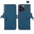 For iPhone 16 Pro Max Genuine Leather Magnetic RFID Leather Phone Case(Blue) - iPhone 16 Pro Max Cases by PMC TechLife | Online Shopping South Africa | PMC TechLife | Buy Now Pay Later Mobicred
