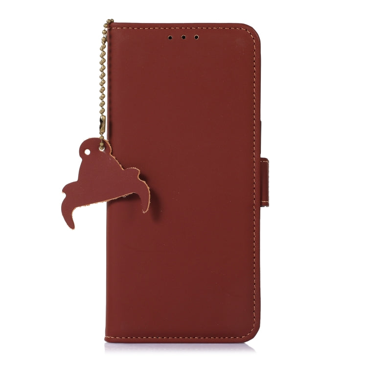 For iPhone 16 Pro Max Genuine Leather Magnetic RFID Leather Phone Case(Coffee)