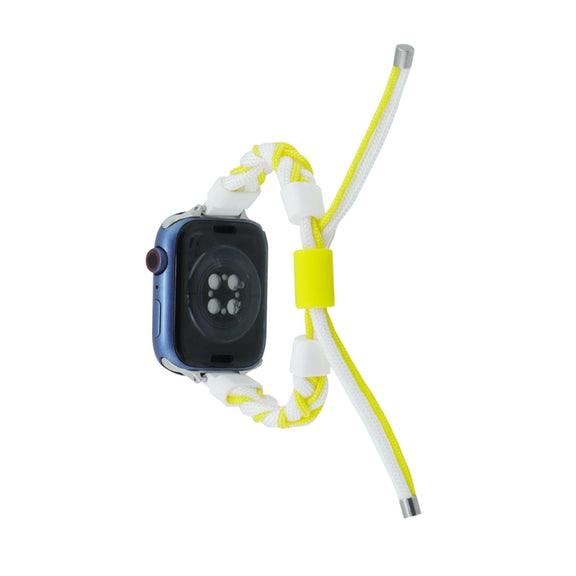 Silicone Bean Braided Cord Nylon Watch Band For Apple Watch Ultra 49mm(White Yellow)