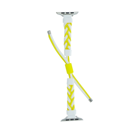 Silicone Bean Braided Cord Nylon Watch Band For Apple Watch Ultra 49mm(White Yellow)
