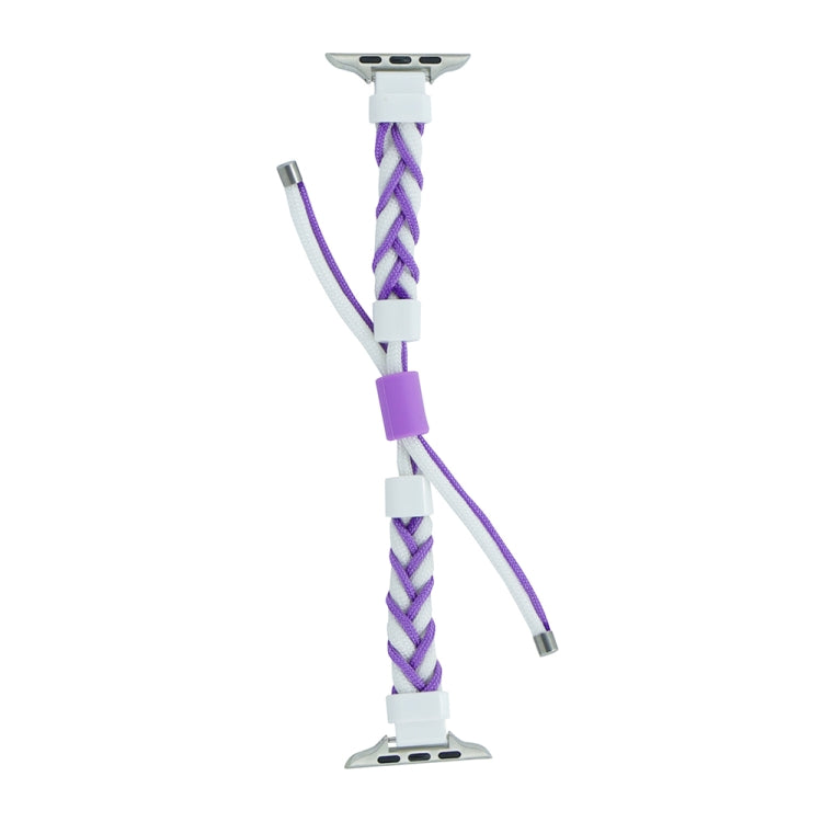 Silicone Bean Braided Cord Nylon Watch Band For Apple Watch Ultra 49mm(White Purple)