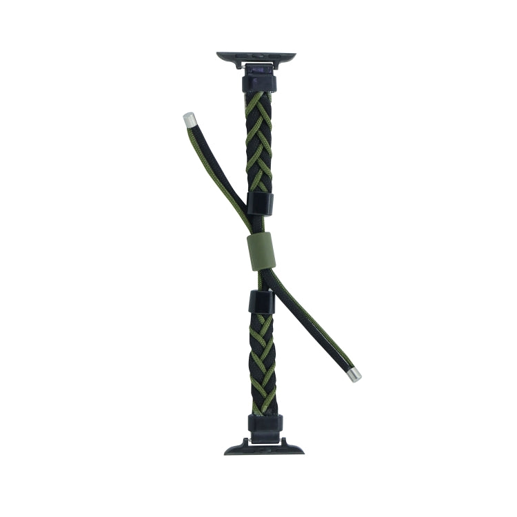 Silicone Bean Braided Cord Nylon Watch Band For Apple Watch Ultra 49mm(Black Green)