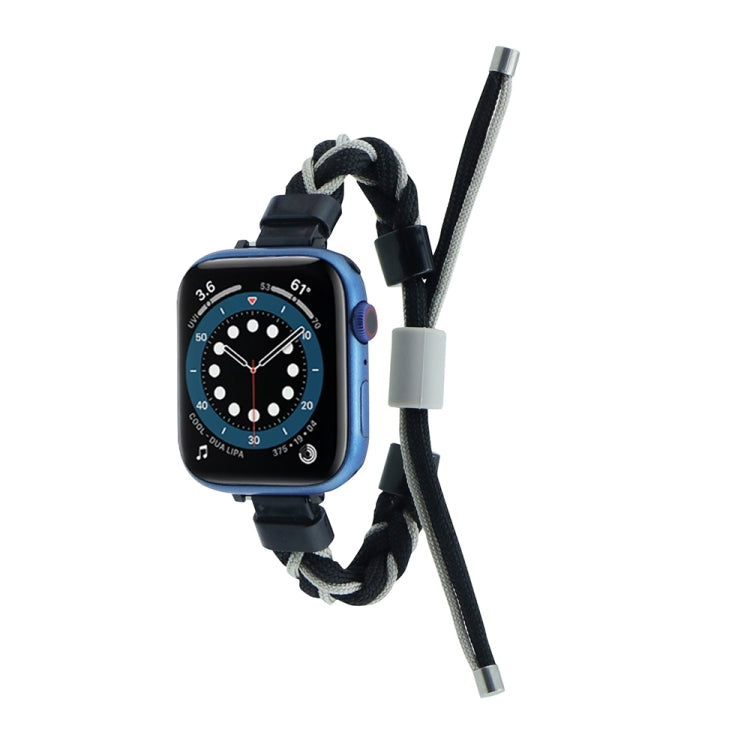 Silicone Bean Braided Cord Nylon Watch Band For Apple Watch Ultra 2 49mm(Black Grey)