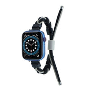 Silicone Bean Braided Cord Nylon Watch Band For Apple Watch Ultra 2 49mm(Black Grey)