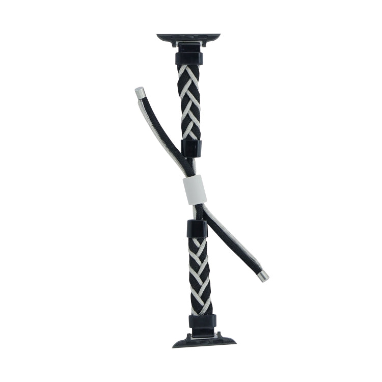 Silicone Bean Braided Cord Nylon Watch Band For Apple Watch Ultra 2 49mm(Black Grey)