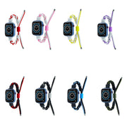 Silicone Bean Braided Cord Nylon Watch Band For Apple Watch Ultra 49mm(Black Red)