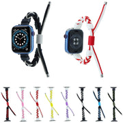 Silicone Bean Braided Cord Nylon Watch Band For Apple Watch Ultra 2 49mm(Black Blue)