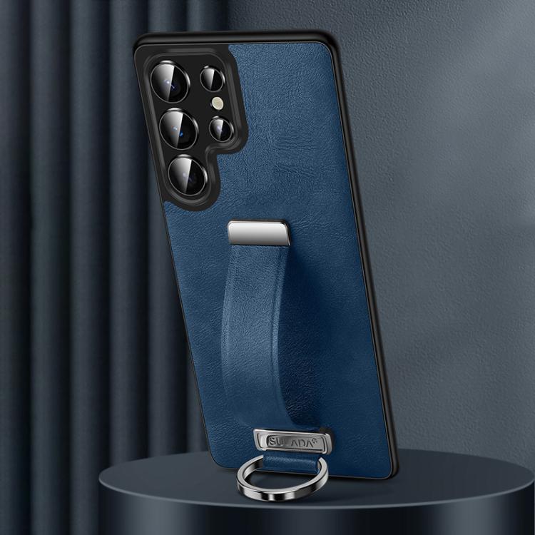 For Samsung Galaxy S25 Ultra 5G SULADA PC Hybrid Leather Texture Skin Feel Shockproof Phone Case(Blue)