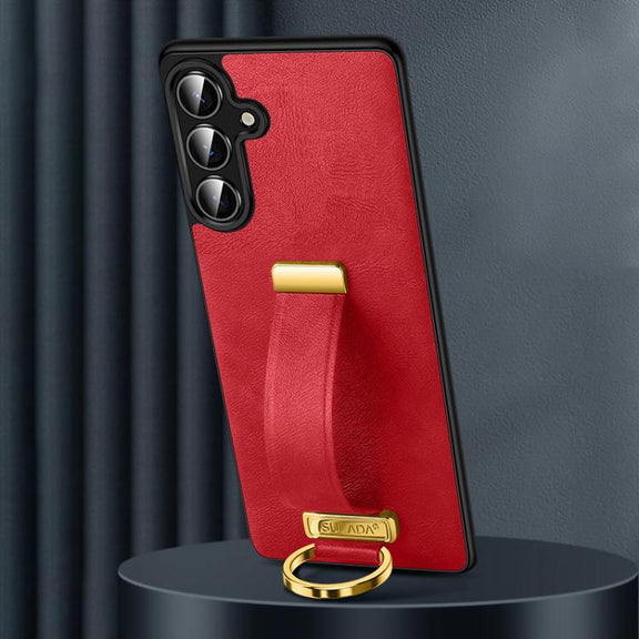 For Samsung Galaxy S25+ 5G SULADA PC Hybrid Leather Texture Skin Feel Shockproof Phone Case(Red)