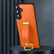 For Samsung Galaxy S25 5G SULADA PC Hybrid Leather Texture Skin Feel Shockproof Phone Case(Orange)