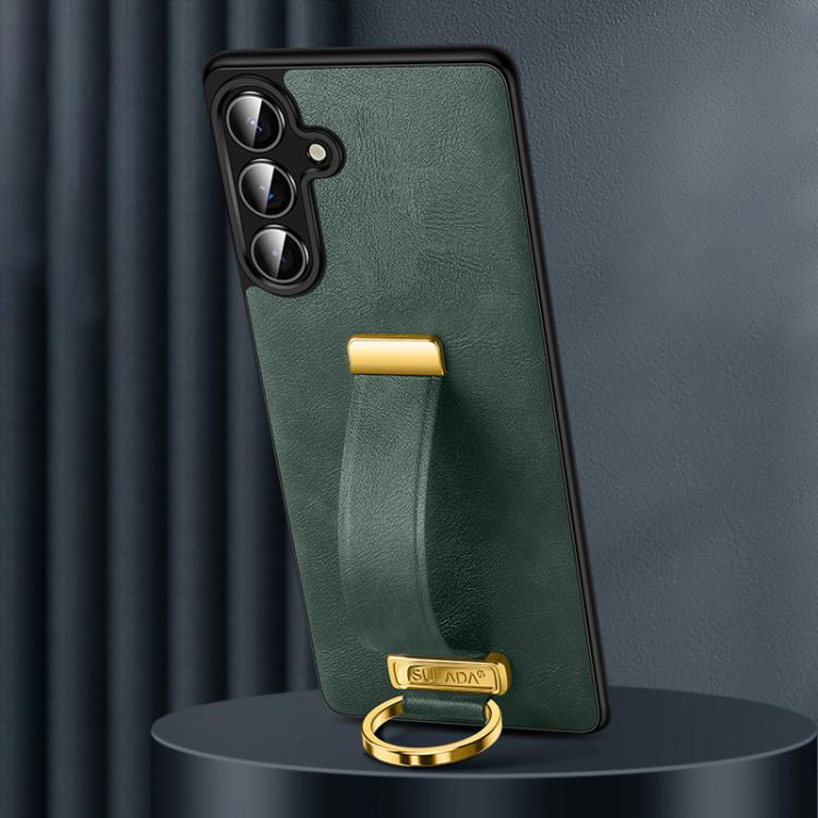 For Samsung Galaxy S25 5G SULADA PC Hybrid Leather Texture Skin Feel Shockproof Phone Case(Green)