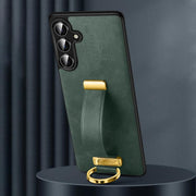 For Samsung Galaxy S25 5G SULADA PC Hybrid Leather Texture Skin Feel Shockproof Phone Case(Green)