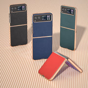 For Motorola Razr 40 Nano Plating Genuine Leather Luolai Series Phone Case(Red)
