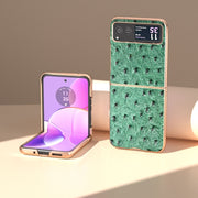 For Motorola Razr 40 Nano Plating Genuine Leather Ostrich Texture Phone Case(Green)