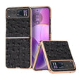 For Motorola Razr 40 Nano Plating Genuine Leather Ostrich Texture Phone Case(Black) - Motorola Cases by PMC TechLife | Online Shopping South Africa | PMC TechLife | Buy Now Pay Later Mobicred