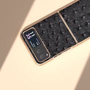 For Motorola Razr 40 Nano Plating Genuine Leather Ostrich Texture Phone Case(Black)