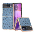 For Motorola Razr 40 Nano Plating Genuine Leather Ostrich Texture Phone Case(Blue) - Motorola Cases by PMC TechLife | Online Shopping South Africa | PMC TechLife | Buy Now Pay Later Mobicred