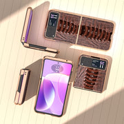 For Motorola Razr 40 Nano Plating Genuine Leather Weilai Series Phone Case(Coffee)
