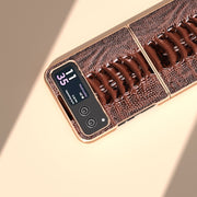 For Motorola Razr 40 Nano Plating Genuine Leather Weilai Series Phone Case(Coffee)