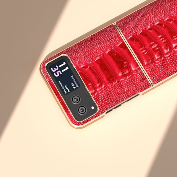 For Motorola Razr 40 Nano Plating Genuine Leather Weilai Series Phone Case(Red)