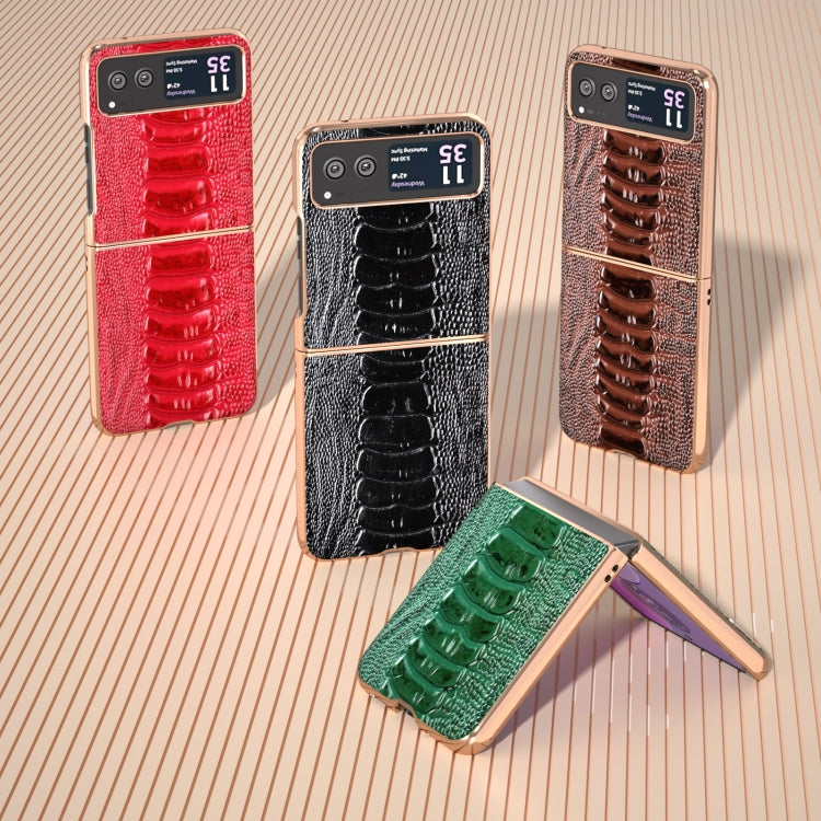 For Motorola Razr 40 Nano Plating Genuine Leather Weilai Series Phone Case(Red)