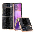 For Motorola Razr 40 Nano Plating Genuine Leather Weilai Series Phone Case(Black) - Motorola Cases by PMC TechLife | Online Shopping South Africa | PMC TechLife | Buy Now Pay Later Mobicred