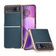 For Motorola Razr 40 Nano Plating Genuine Leather Xiaoya Series Phone Case(Dark Green) - Motorola Cases by PMC TechLife | Online Shopping South Africa | PMC TechLife | Buy Now Pay Later Mobicred