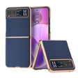 For Motorola Razr 40 Nano Plating Genuine Leather Xiaoya Series Phone Case(Blue) - Motorola Cases by PMC TechLife | Online Shopping South Africa | PMC TechLife | Buy Now Pay Later Mobicred
