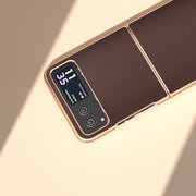 For Motorola Razr 40 Nano Plating Genuine Leather Xiaoya Series Phone Case(Coffee)