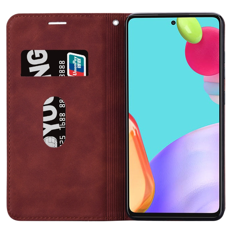 For Xiaomi Redmi Note 12 5G Global/Poco X5 Frosted Business Magnetic Horizontal Flip PU Phone Case(Brown)