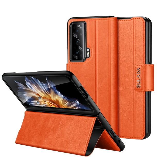 For Honor Magic Vs SULADA All-inclusive Magnetic Snap Flip Leather Phone Case(Orange)