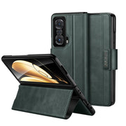 For Honor Magic V SULADA All-inclusive Magnetic Snap Flip Leather Phone Case(Green)
