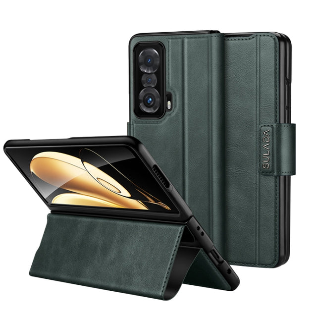 For Honor Magic V SULADA All-inclusive Magnetic Snap Flip Leather Phone Case(Green)
