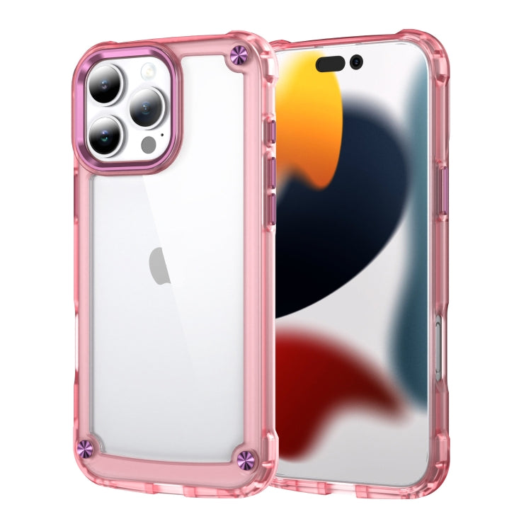 For iPhone 16 Pro Max Skin Feel TPU + PC Phone Case(Transparent Pink)