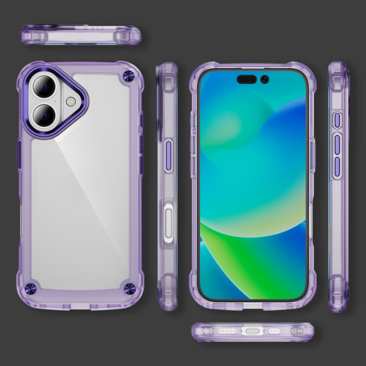 For iPhone 16 Plus Skin Feel TPU + PC Phone Case(Transparent Purple)