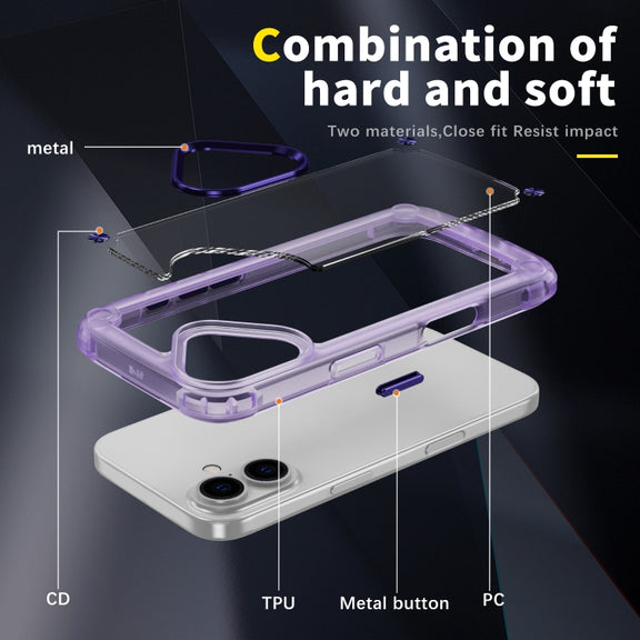 For iPhone 16 Plus Skin Feel TPU + PC Phone Case(Transparent Purple)