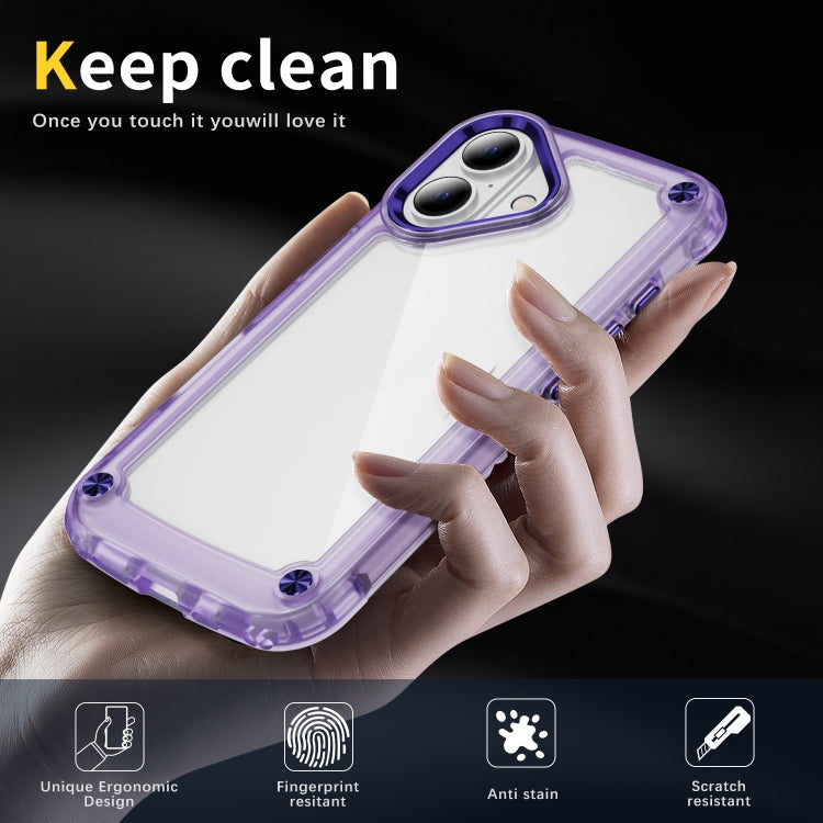 For iPhone 16 Plus Skin Feel TPU + PC Phone Case(Transparent Purple)