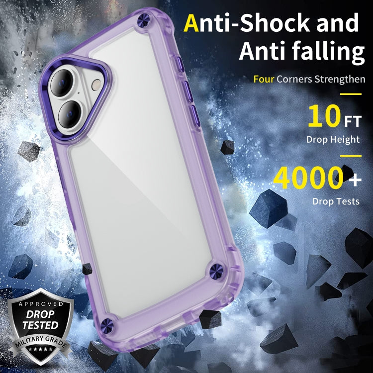 For iPhone 16 Plus Skin Feel TPU + PC Phone Case(Transparent Purple)